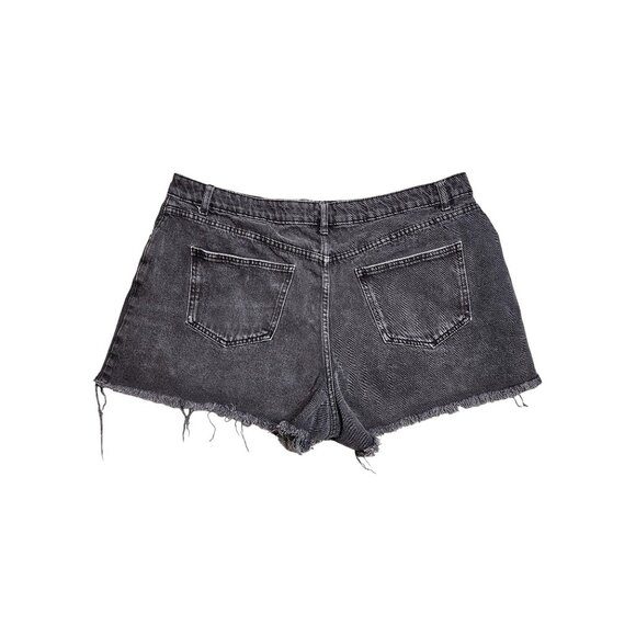 Cotton On Distressed Black Wash Denim Shorts Women Size 14 Frayed Hem High Rise - Picture 2 of 8